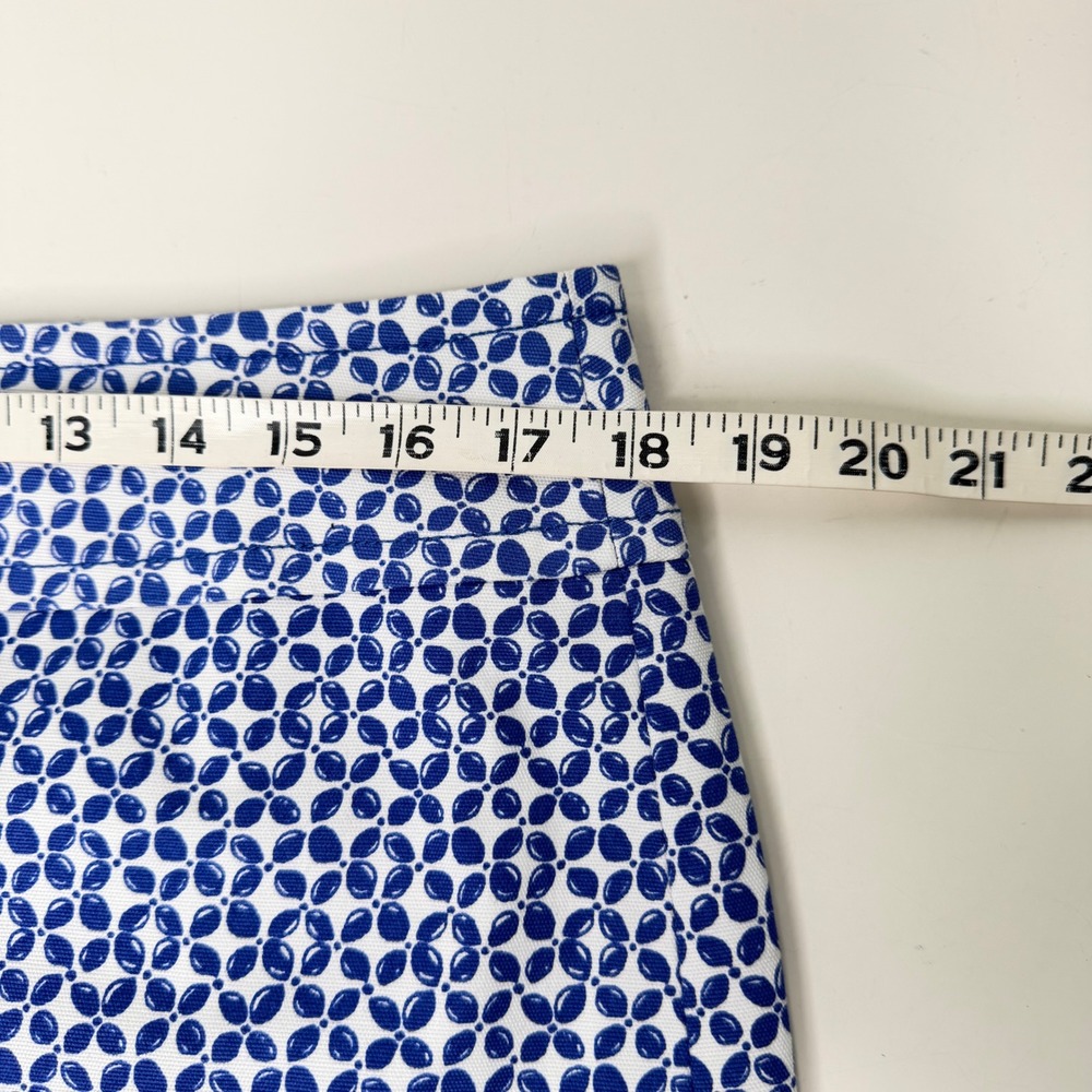 Talbots Short Skirt Womens Blue White Geometric Floral Cotton Stretch Lined 12 - Picture 8 of 9